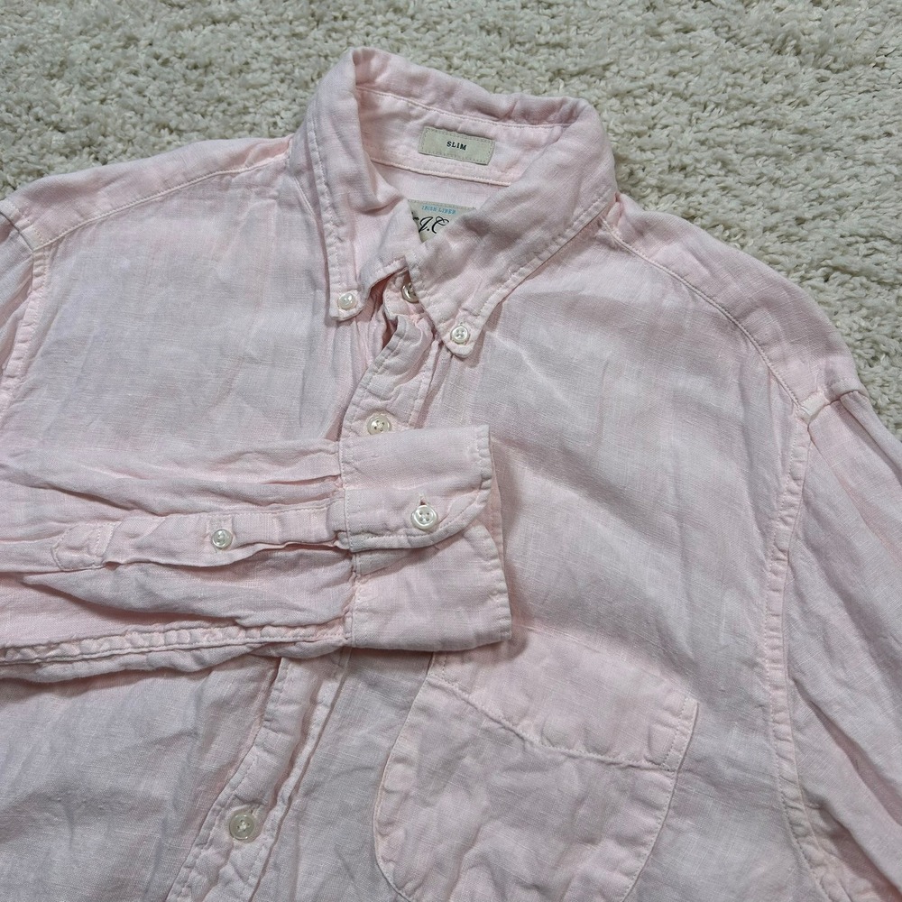 J.Crew Button Down Shirt Size Medium Pink Baird McNutt Irish Linen Slim Fit